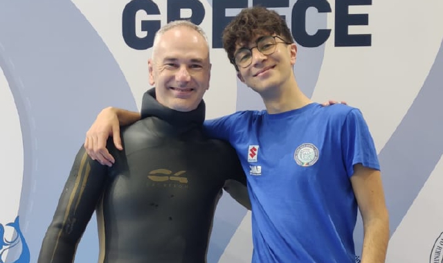 Simone Grasso con il suo allenatore, Gabriele Satto
