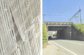 Lastra pericolante, lavori al cavalcavia di Fondotoce