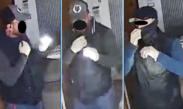 I ladri immortalati durante la loro incursione nella villetta di via Fratelli Ghirimoldi. I volti sono stati oscurati per la privacy, le immagini originali sono state consegnate ai carabinieri