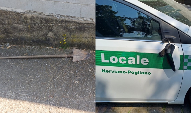 Il badile e i danni all’auto della polizia locale