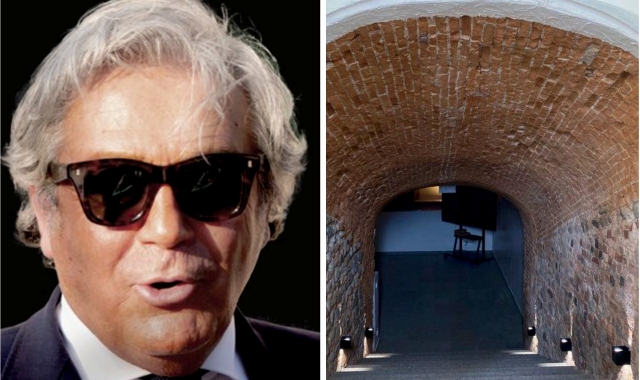 Marco Mancini, ex capo dell’intelligence italiana, e l’ingresso della suggestiva sala comunale Numm di Gorla Maggiore