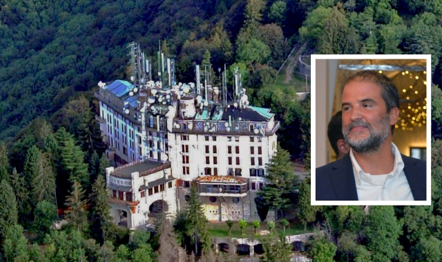 Il Grand Hotel Campo dei Fiori e nel riquadro l’imprenditore Mauro Morello