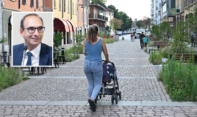 Via Cavallotti a Busto Arsizio. Nel riquadro, Salvatore Loschiavo