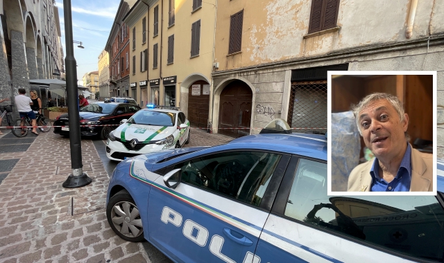 Il luogo del delitto e nel riquadro la vittima, Davide Gorla (foto Blitz)
