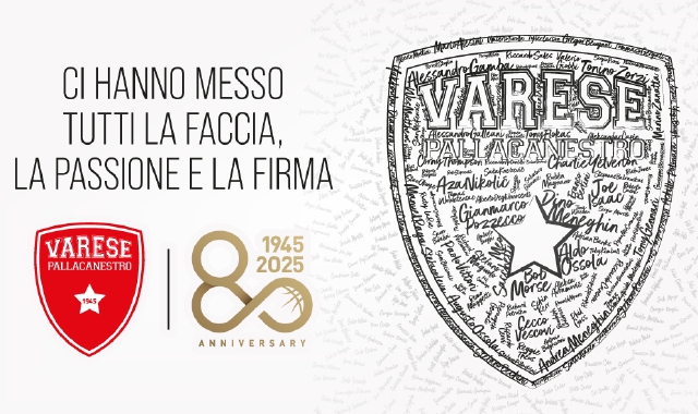 Il logo celebrativo creato dalla società per gli 80 anni della Pallacanestro Varese