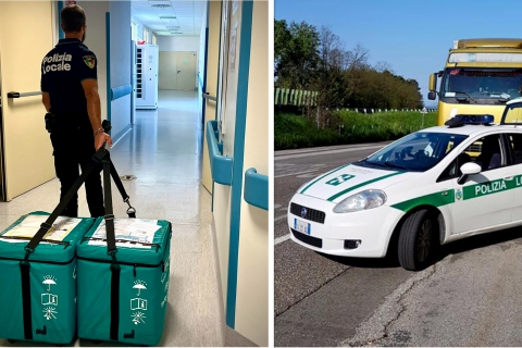 La corsa della polizia locale salva due vite