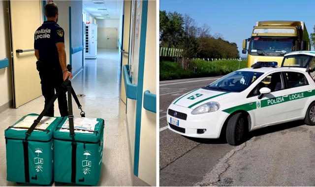 La corsa della polizia locale salva due vite