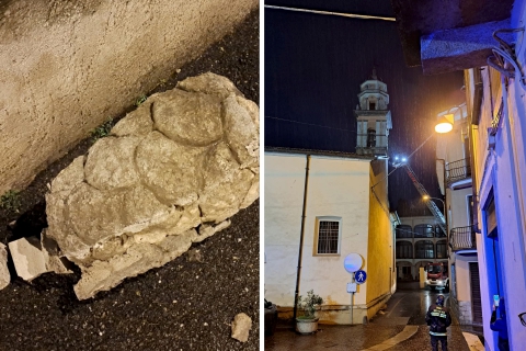 Fulmine colpisce campanile: cadono pezzi, strada chiusa