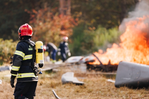 Collisione fra due elicotteri. Ma è una simulazione