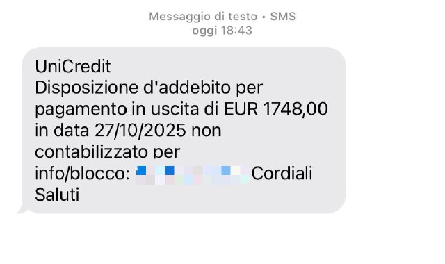 «Addebito in uscita»: occhio all'sms