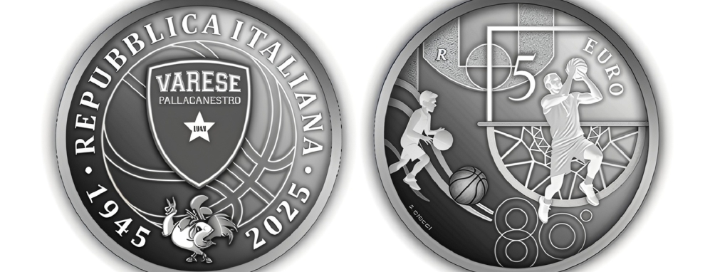 Moneta da 5 euro per gli 80 anni della Pallacanestro Varese