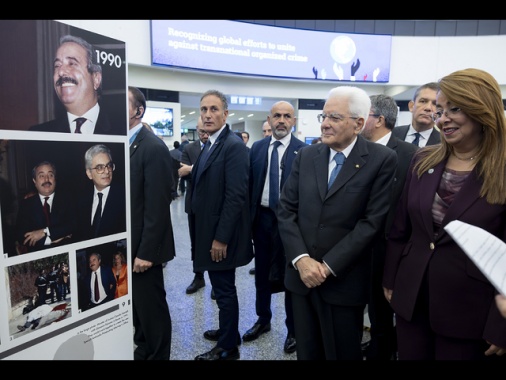 Mattarella visita mostra dell'Ansa su Falcone e Borsellino