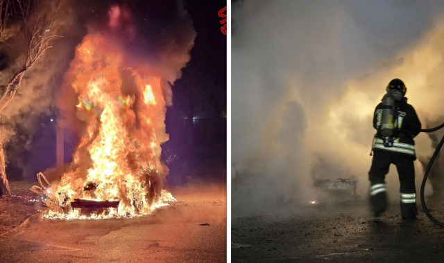 Roghi nella notte: auto e furgone distrutti