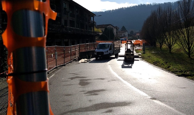 Lavori in corso per la riapertura parziale della strada