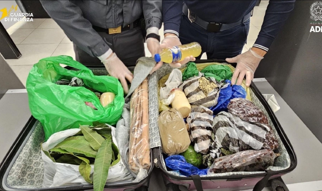 Gli alimenti sequestrati in aeroporto