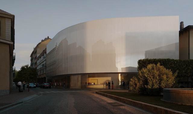 Il rendering dell’esterno del nuovo Teatro di Varese
