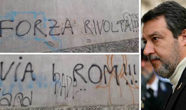 L’abbraccio di Salvini a Jonathan. E a Busto scritte sui muri