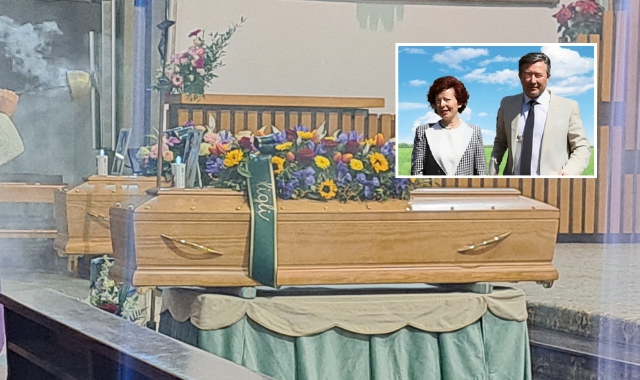 I funerali a Castiglione Olona. Nel riquadro, Angela Maria Guelmani e Luigi Gassa