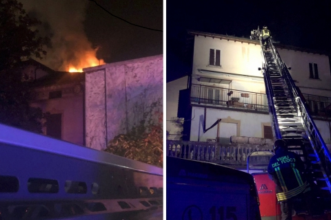 Tetto in fiamme in via Maspero a Varese