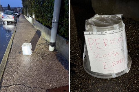 Scossa elettrica dal palo della luce: il cane si sente male