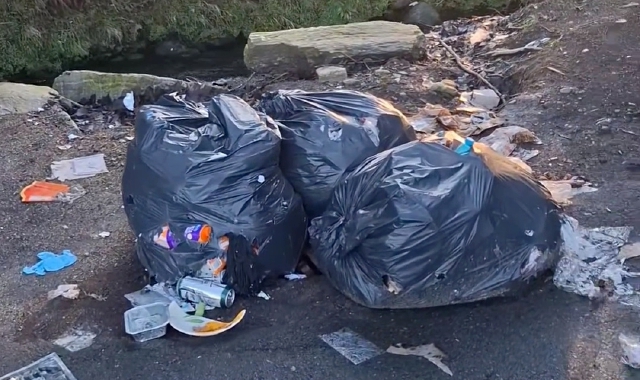 I sacchi di rifiuti abbandonati nel parcheggio del Cinema Metropolis di fianco al rio (foto gruppo Facebook “Castelletto News senza censure”)