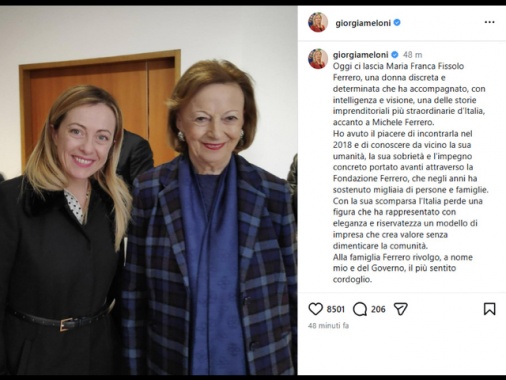 Meloni, Maria Ferrero discreta e determinata, l'Italia perde un modello
