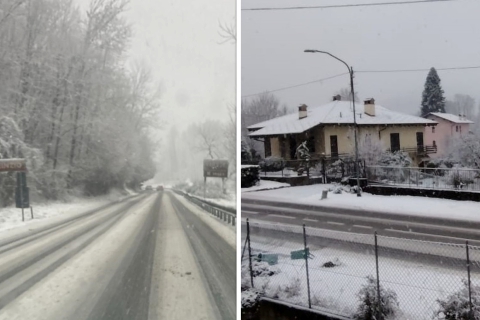Neve e strade imbiancate. Ma venerdì torna il sole