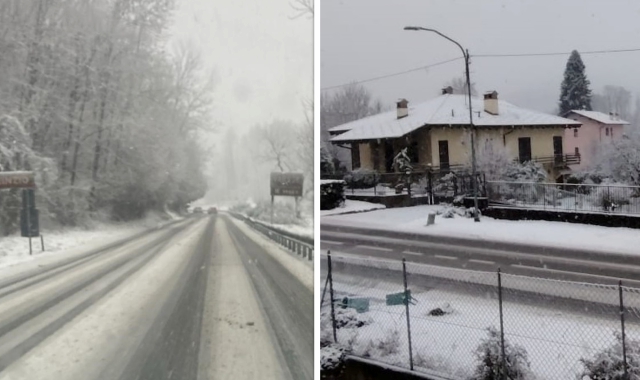 Neve sulla strada della Valcuvia e a Brinzio