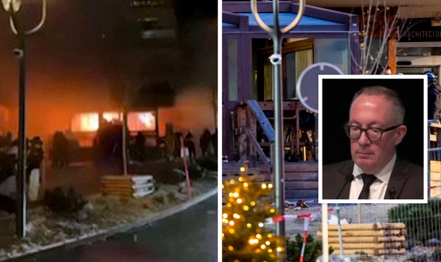 Il locale della tragedia e nel riquadro il sindaco di Crans-Montana