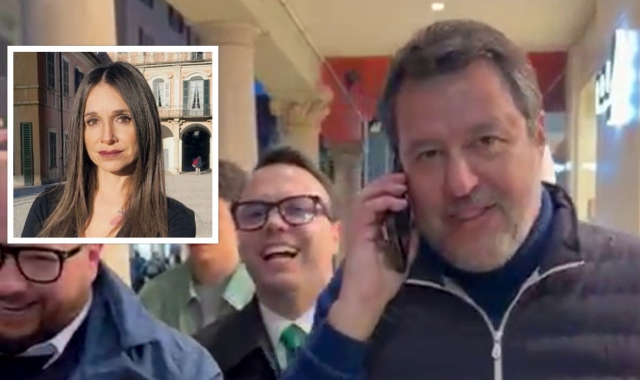 L’immagine della telefonata di Salvini a  Civati  e nel riquadro Stefania Bardelli