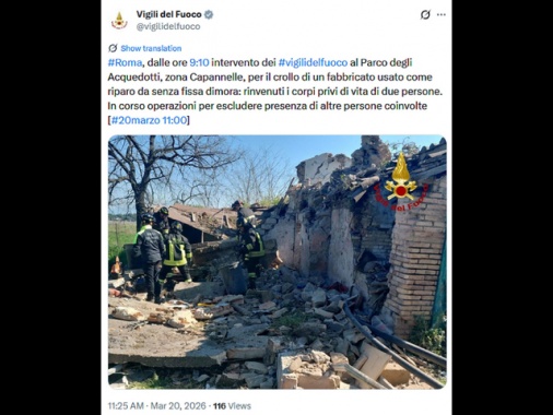 Morti in crollo casale, ipotesi azione nelle prossime settimane