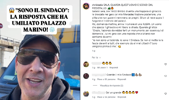 Il reel di Chrislozio e i commenti di ammirazione per il sindaco di Brinzio sulla pagina Instagram dell’influencer