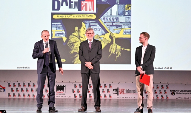 Emanuele Antonelli, Gabriele Tosi e Giulio Sangiorgio all’apertura del BaFF  (foto Domenico Ghiotto)