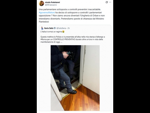 Avs, per l'eurodeputata Salis controllo di polizia preventivo in hotel