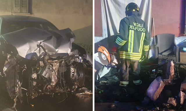 Si schianta con l’auto contro il muro di una casa a Besozzo