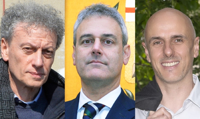 I tre candidati. Da sinistra Mario Ceriani, Evasio Regnicoli e Francesco Venturini