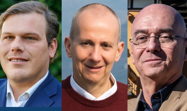 I tre candidati. Da sinistra Andrea Fasola Ardizzoia, Luca Gemelli e Massimo Pedrani