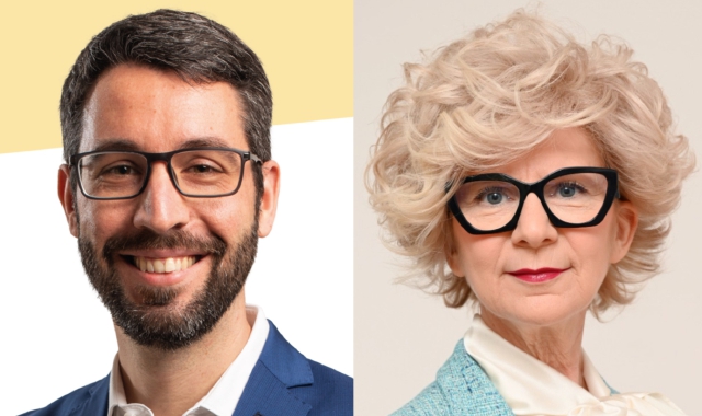 I due candidati. Da sinistra Giacomo Sartori e Marica Slavazza