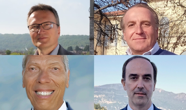 I quattro candidati. Da sinistra in senso orario: Bruno Bresciani, Diego Carmenati, Giovanni Castelli e Luca Carlo Maria Santagostino