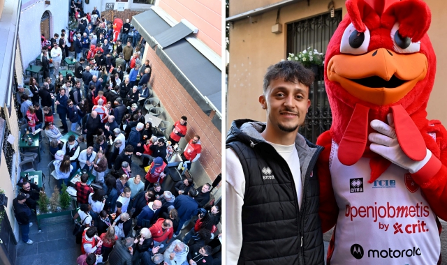 Matteo Librizzi questa sera durante la serata con i tifosi (foto Puricelli)