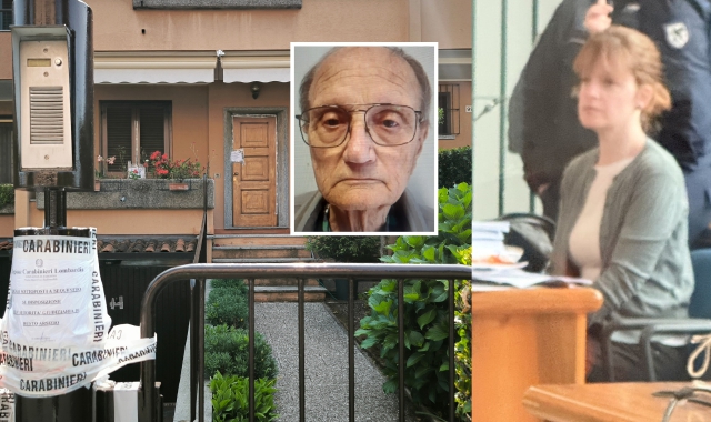 La villetta di Saronno dove è avvenuto il delitto (foto Blitz). Nel riquadro, Romolo Baldo. A destra, Elena Pagani in aula