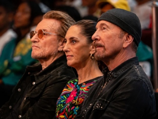 A Città del Messico Sheinbaum e gli U2 insieme per l'infanzia