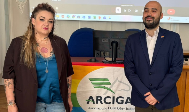 La presidente Arcigay Varese  Alice Millefanti e l’ex presidente Giovanni Boschini