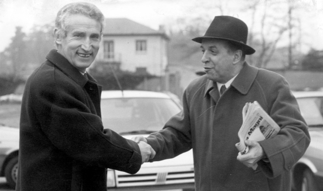 Alfredo Magni con Luigi Orrigoni che chiamò il tecnico di Missaglia ad allenare il Varese nel 1991