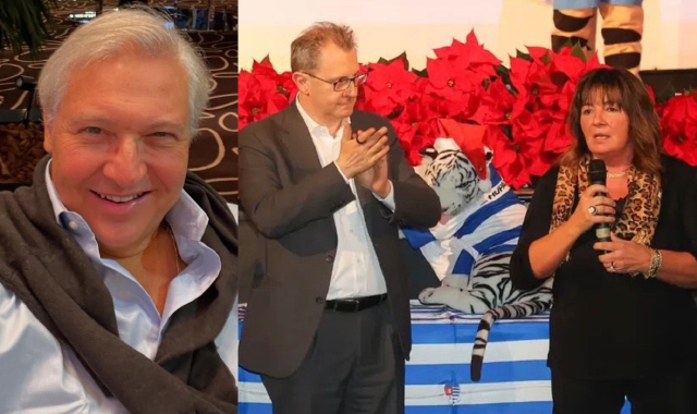 A sinistra, Giancarlo Travagin. A destra, Luca Bassi e Patrizia Testa