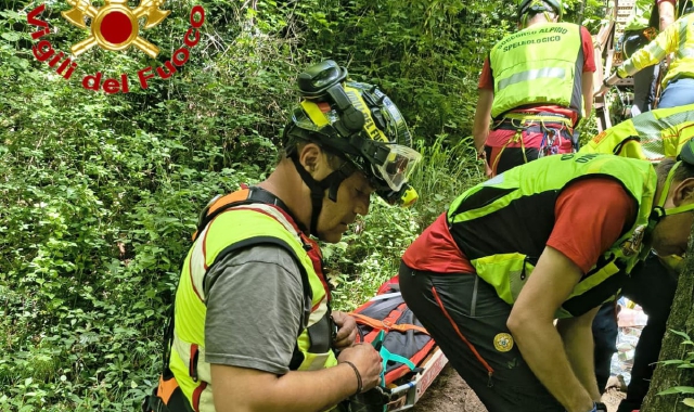 L’intervento di vigili del fuoco e soccorso alpino