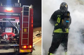 Auto in fiamme al distributore di benzina