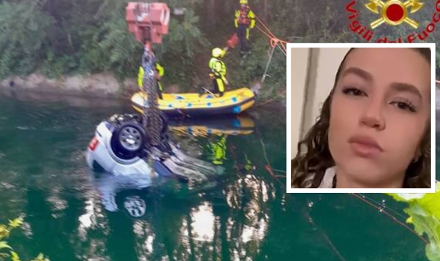 L’auto ripescata nel canale e nel riquadro Camilla Copparoni